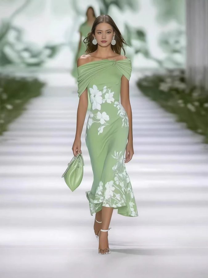 European And American Fashion New Cross-Border Hot-Selling Off-Shoulder Printed Slim-Fit Dress Summer New Style Elegant Bodycon Dress