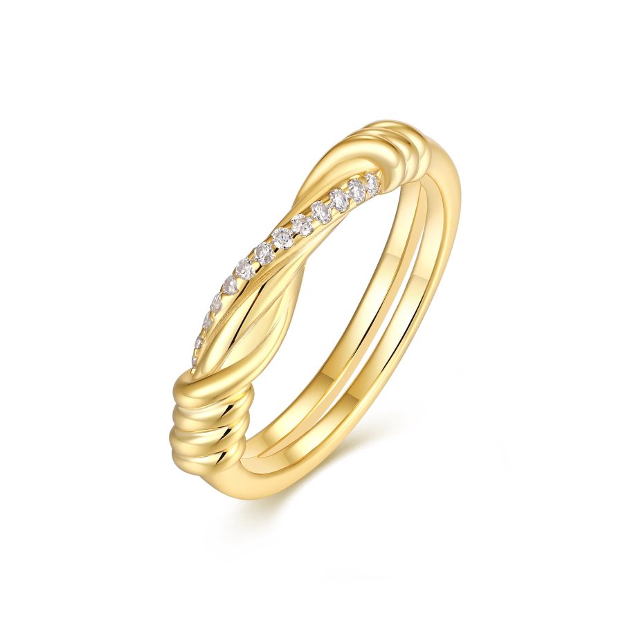 A Luxurious And Fashionable Light Luxury Jewelry Silver Ring Set With Top-quality Moissanite, S925 Silver Electroplated With Gold
