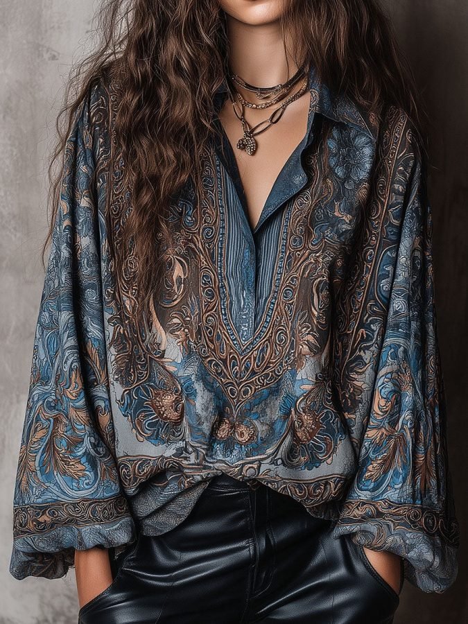 Printed Patchwork Long-sleeved Fashionable Casual Women's Clothing