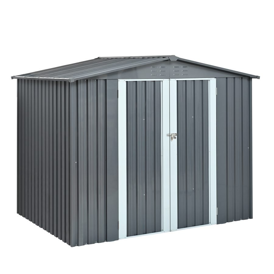 Metal Storage Shed With Double Doors, Heavy-Duty Galvanized Steel Outdoor Garden Shed For Tools, Lawn Equipment, And Yard Storage 72.8Hx68.9Dx87.8W