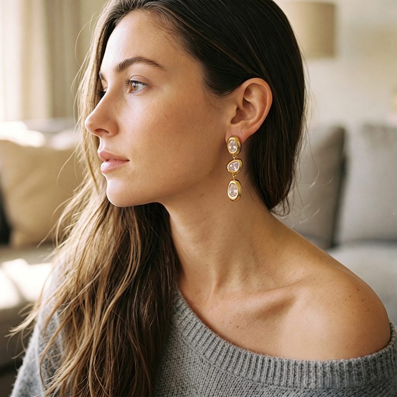 Bohemian Elegant High-quality Stainless Steel Women's Long Teardrop Earrings