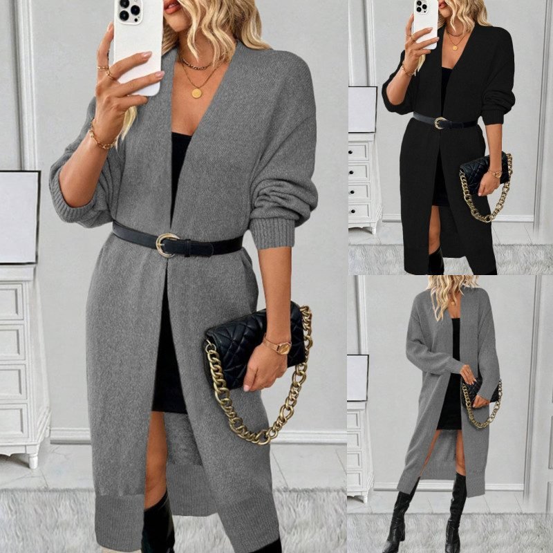 Long Knitted Sweater Cardigan Outer Coat For Women