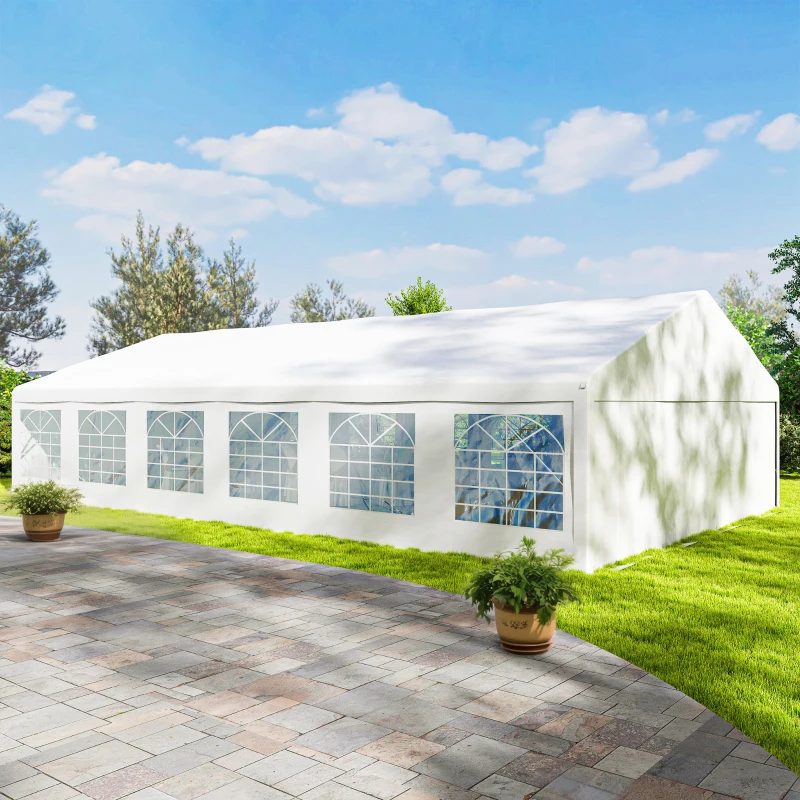 Outsunny 23' X 39' Large Outdoor Carport Canopy Party Tent With Removable Protective Sidewalls & Windows, White Multiple Packages