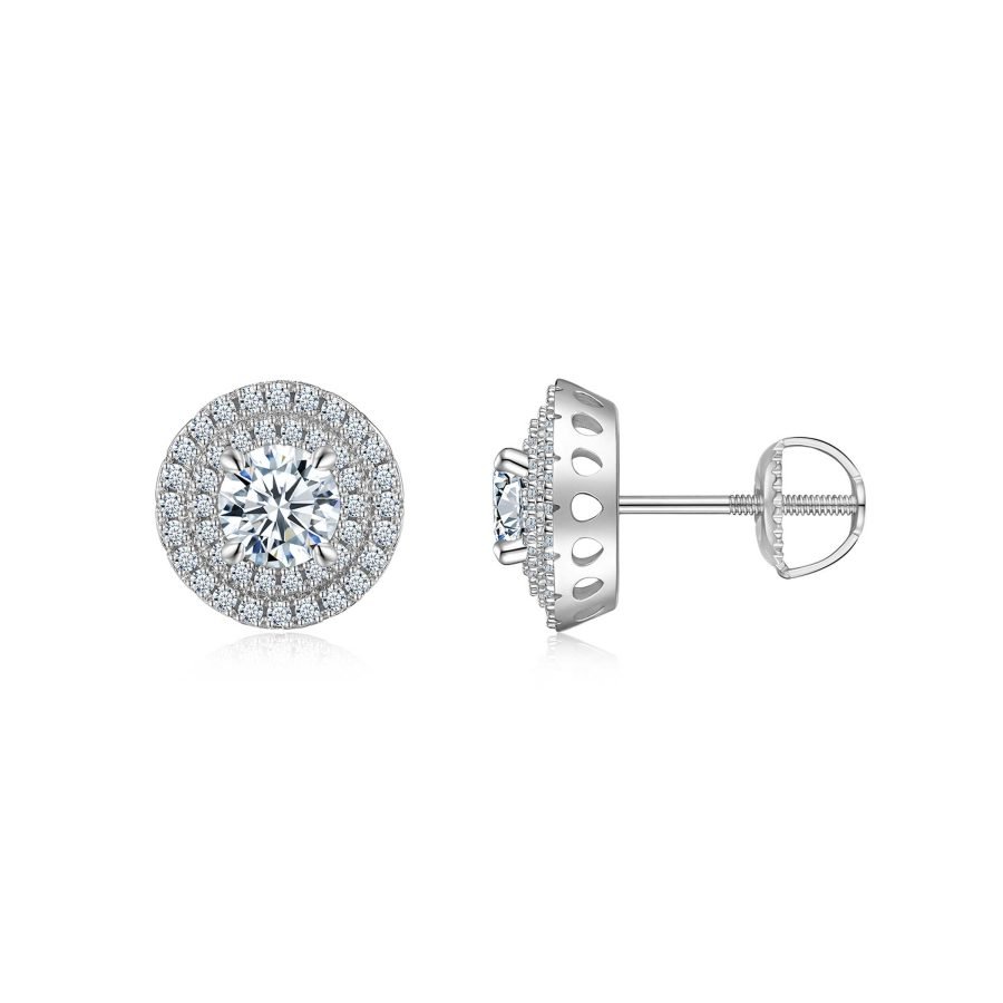 A Luxurious And Fashionable Minimalist Jewelry Earring Set Featuring A 0.5-carat Top-quality Morganite, Made Of S925 Silver Electroplated With Platinum.