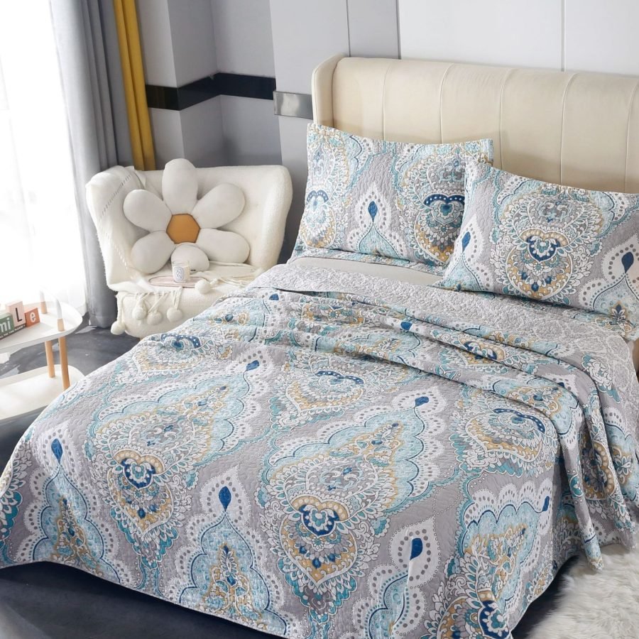 Dense Luxury Pure Cotton Bed Cover Three-piece Bedding Set Cover Blanket