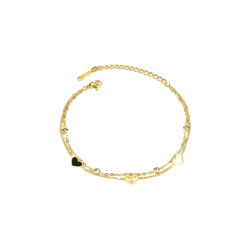 Stainless Steel Layered Heart Bracelet For Women