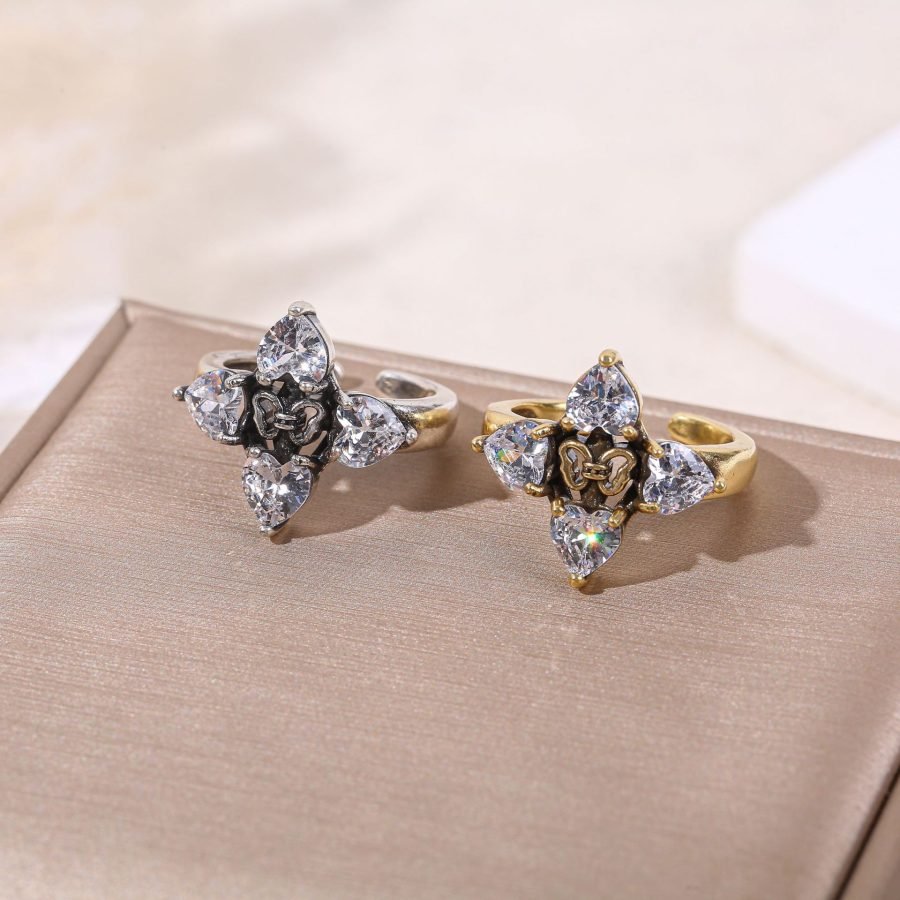 Waterdrop Zircon Pigeon Egg Simulated Ring, Luxury Minimalist French Style Open Adjustable Ring