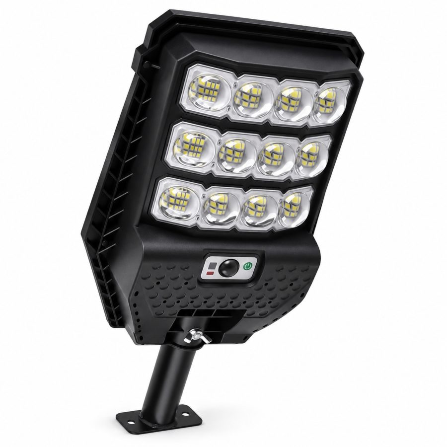 Solar Powered Motion Sensor Outdoor Light W7208 3 Black For Garden Yard Street Wall LED
