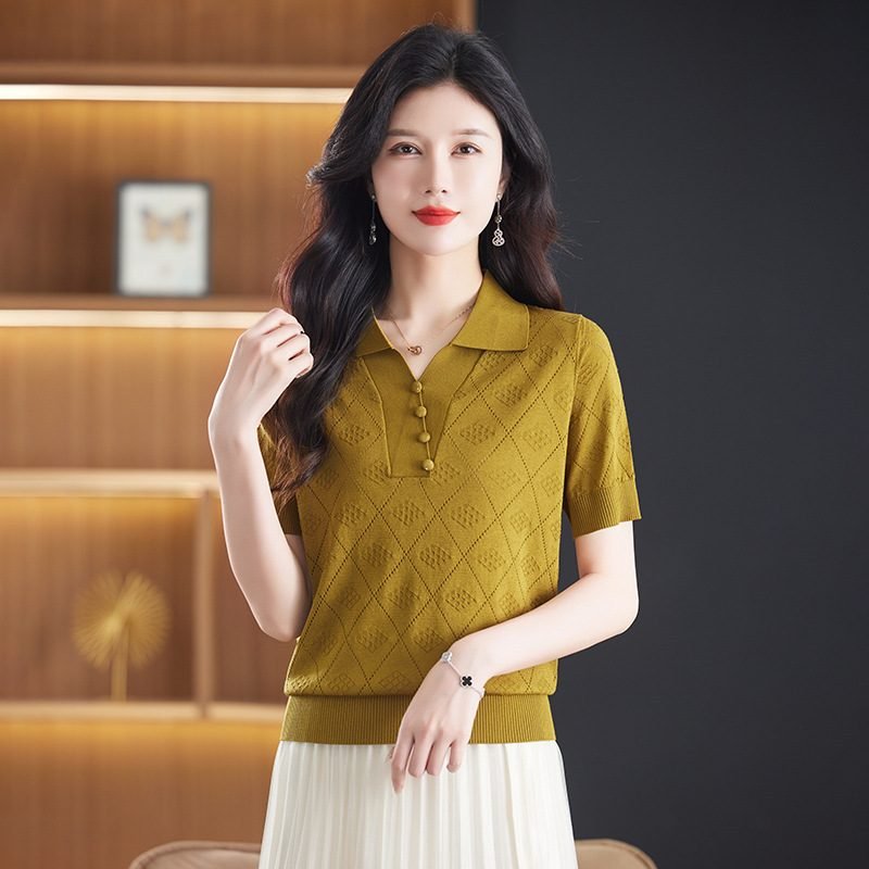 Women's Knitwear Cool Breathable Polo Shirt