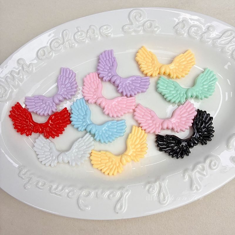 Acrylic Angel Wings Beads, Solid Color Fairy Wing Charms With Vertical Hole For DIY Jewelry Making, Bracelets, Necklaces & Earrings, Mixed Pastel & Solid Colors