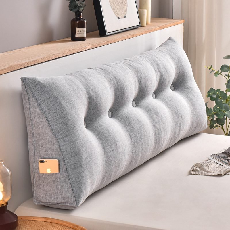 Cotton And Linen Removable And Washable Triangle Bedside Cushion Big Backrest Waist Cushion Bed