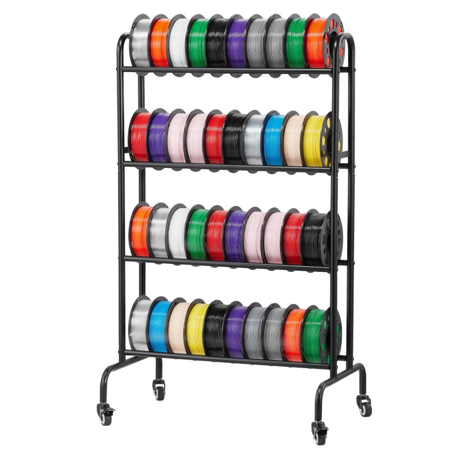 3D Printer Filament Storage Rack, 4 Tier Heavy Duty Storage Shelf, Rolling Filament Spool Holders Racks With Wheels, Filaments Organzied For 3D Printing Station, Office, Workshop  Shelf Only