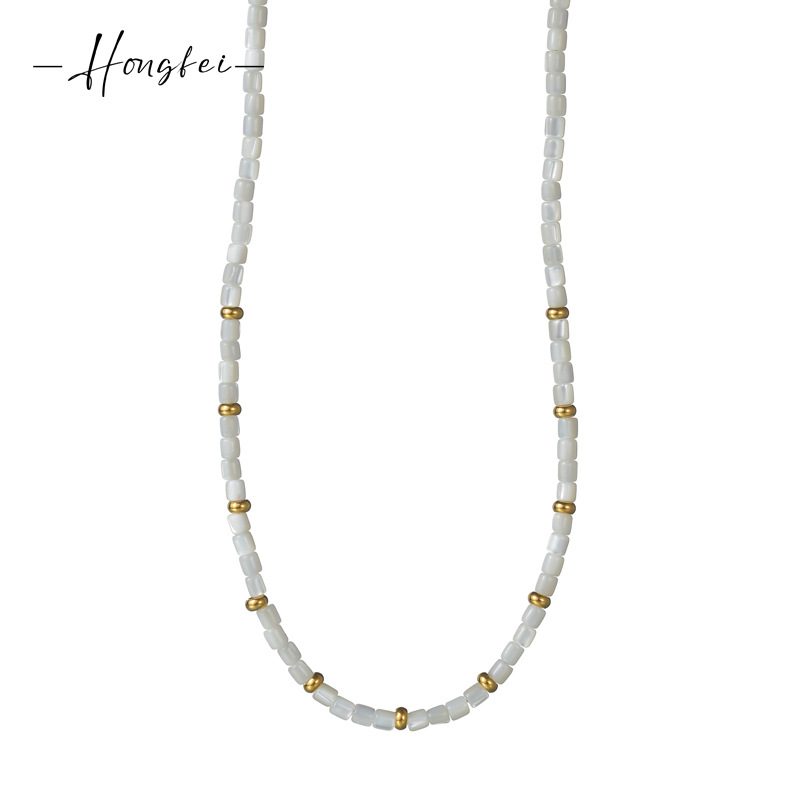 Shell Beaded Stainless Steel Necklace For Women