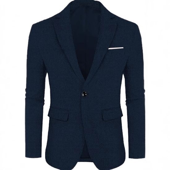 Linen Leisure Single Button Lightweight Business Pure Color Flat Collar Suit Jacket Men