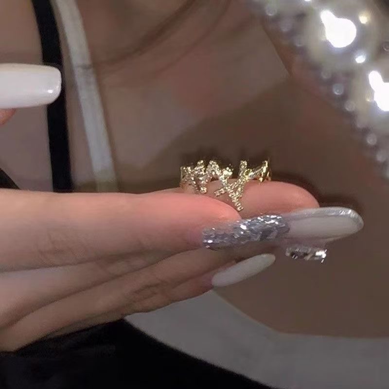 2PC Y2K Bling Zircon Open Ring, Korean & Japanese Style, Elegant All-Match, Minimalist INS Niche Index Finger Ring