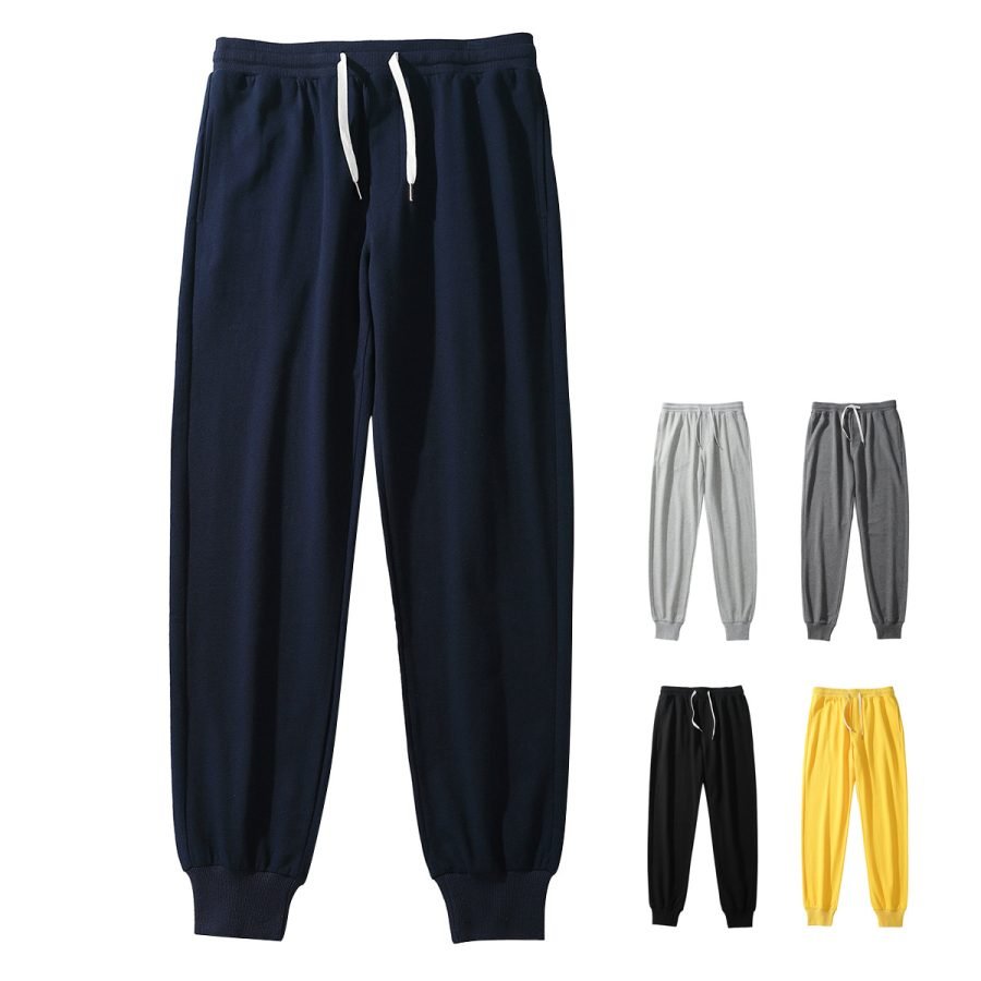 Men's Cotton Sports Casual Pants Drawstring Loose Slimming