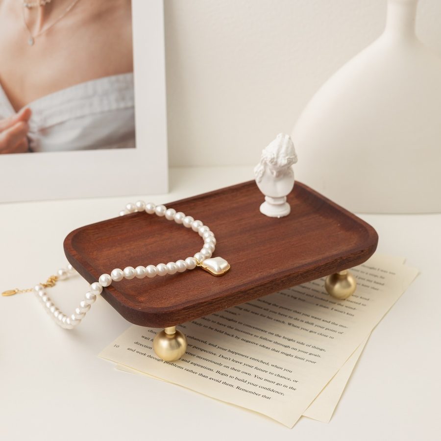 Solid Wood Ebony Jewelry Goblet Tray Beads