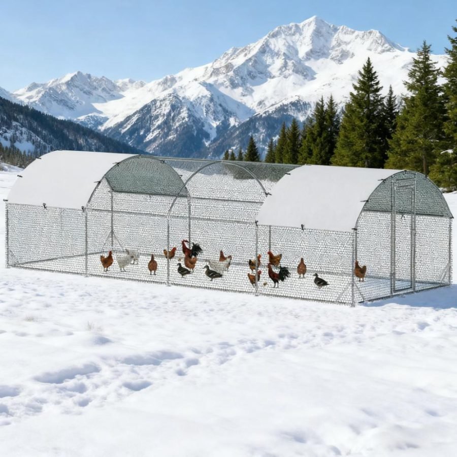 9.2'W X 24.9'D X 6.5'H Chicken Coop Large Metal Chicken Coop  For Yard, Outdoor, Duck, Rabbit