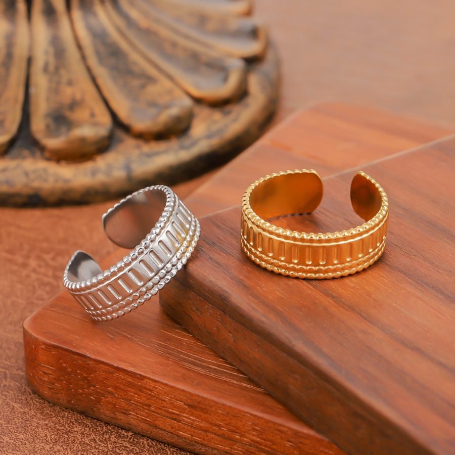 Stainless Steel Zipper Ring For Women, Personalized Hip-Hop Minimalist Style, Roman & Geometric Fashion Ring
