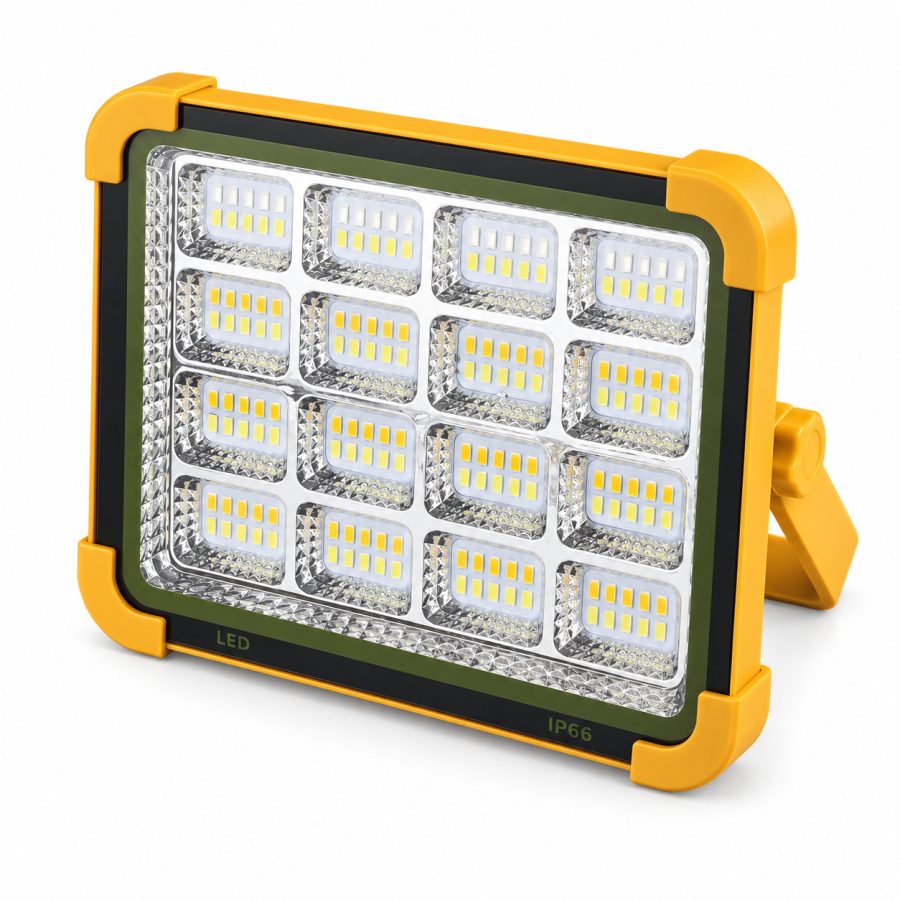 Solar Powered Rechargeable Battery Display Type C LED Flood Light W887B For Outdoor Security Lighting