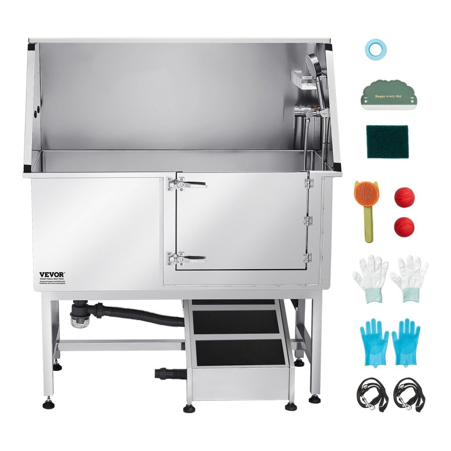 50 Inch Dog Grooming Bath Tub Stainless Steel W Ramp Water Filter
