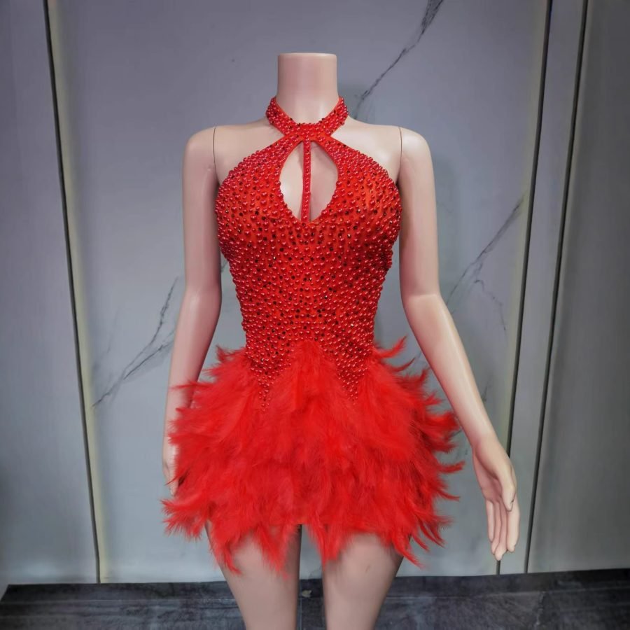 Pearl-feather Sexy Dress For Women