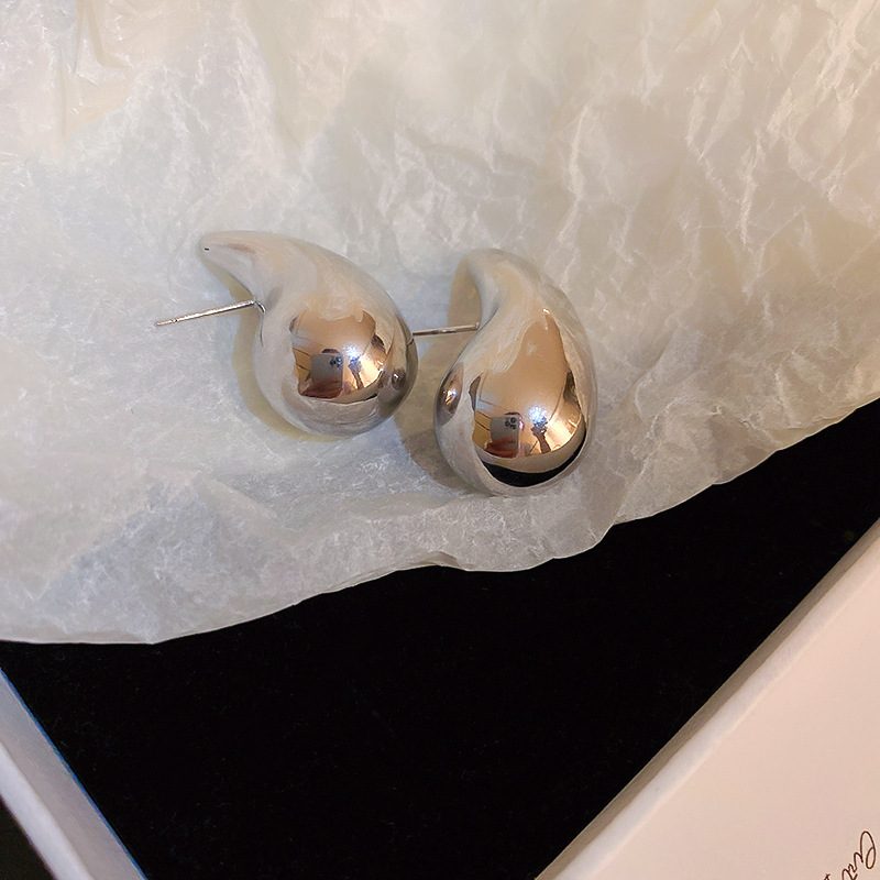 Sterling Silver Needle Round Hoop Earrings Minimalist Cold Style Luxury Ear Studs