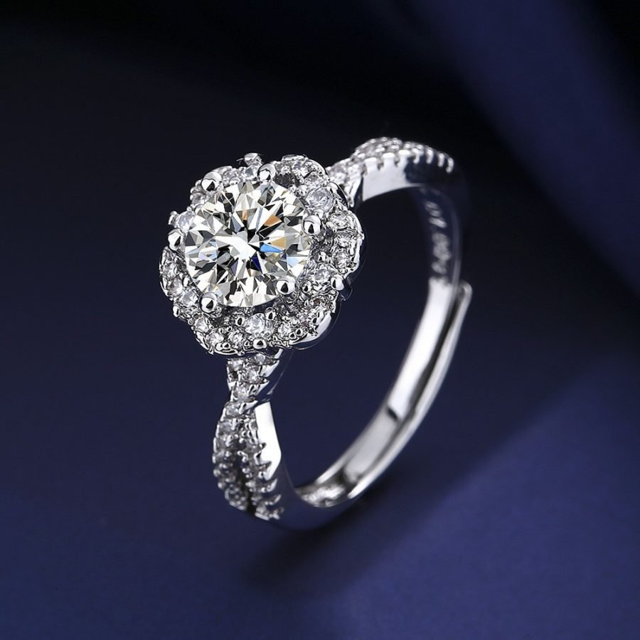Elegant 1ct Simulated Moissanite Six-Prong Ring Luxury Wedding Jewelry For Women
