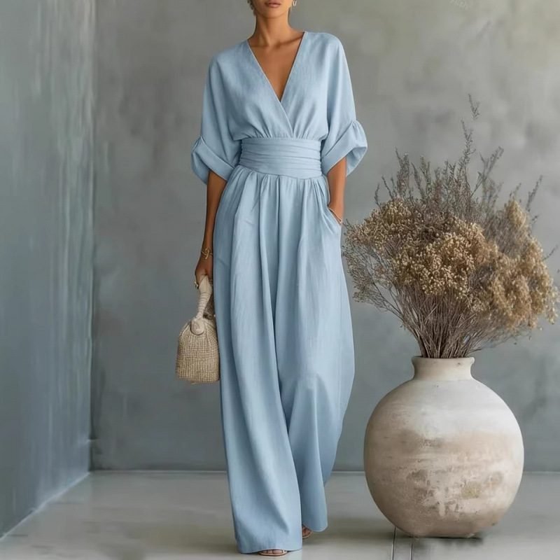 European And American Cross Border Spring Summer New Amazon Elegant Waist-cinching Stylish Women's Jumpsuit