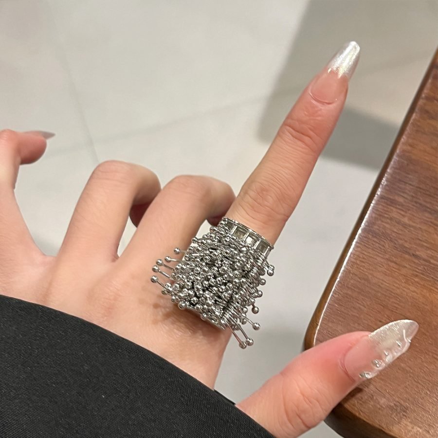 Heavy Industry Niche Design Firework Tassel Ring For Women, Light Luxury High-End Fashion Finger Ring, Personalized Index Finger Ring
