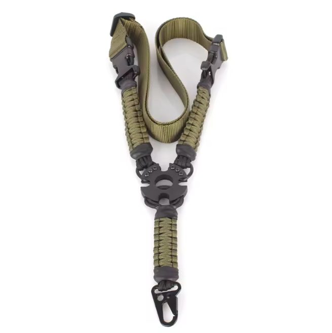 Hand Woven Nylon Safety Lanyard Single Point Adjustable Quick Release Tactical Sling With Metal Hook Durable Hunting Use