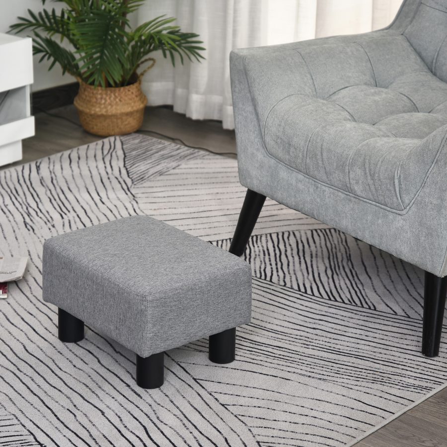Versatile Accent 16 Gray Linen FabricOttoman Cube Footrest Pouf
