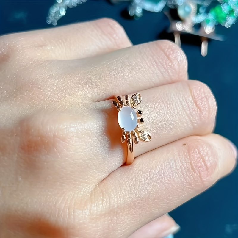 2026 New Arrival Crab Ring For Women New Moonstone Inspired Zircon Inlaid  Ins Niche Design Index Finger Ring  Perfect Gift For BFF Lover