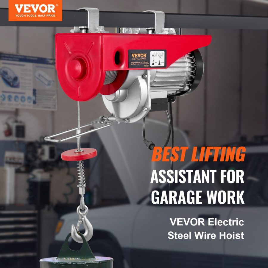 Electric Hoist, 1320 Lbs Lifting Capacity, 1150W 110V Electric Steel Wire Winch With Wireless Remote Control, 40ft Single Cable Lifting Height & Pure Copper Motor, For Garage Warehouse Factory