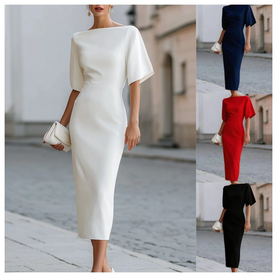 Hot-selling Cross-border Women's Dress, Elegant And Stylish, Waist-cinching, Slimming, Mid-length