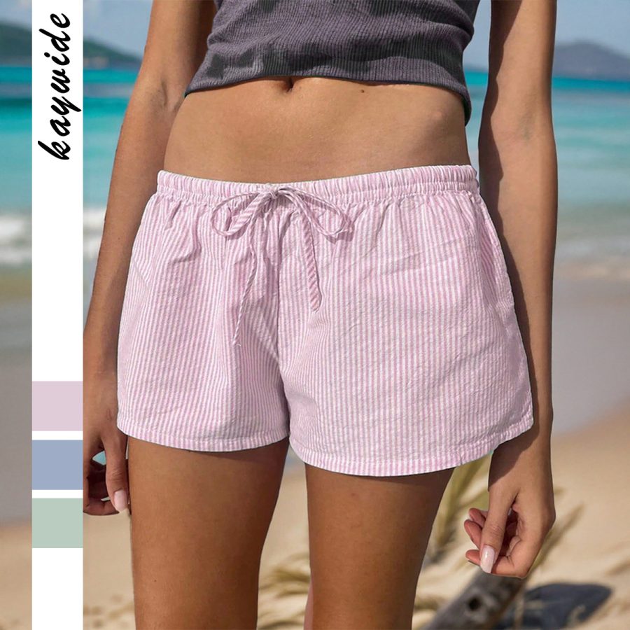 Women's Casual Vacation Striped Lace-up Shorts