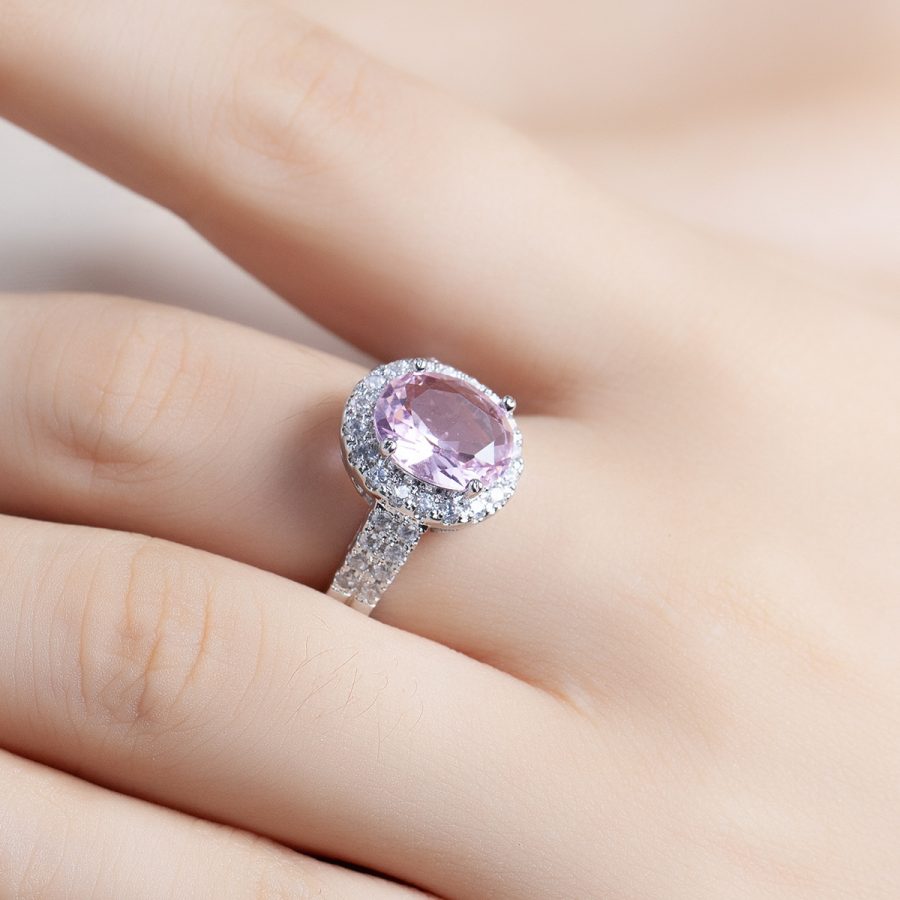 New Oval Cut  Crystal & Zircon Ring, European Style  Zircon Engagement Jewelry For Women
