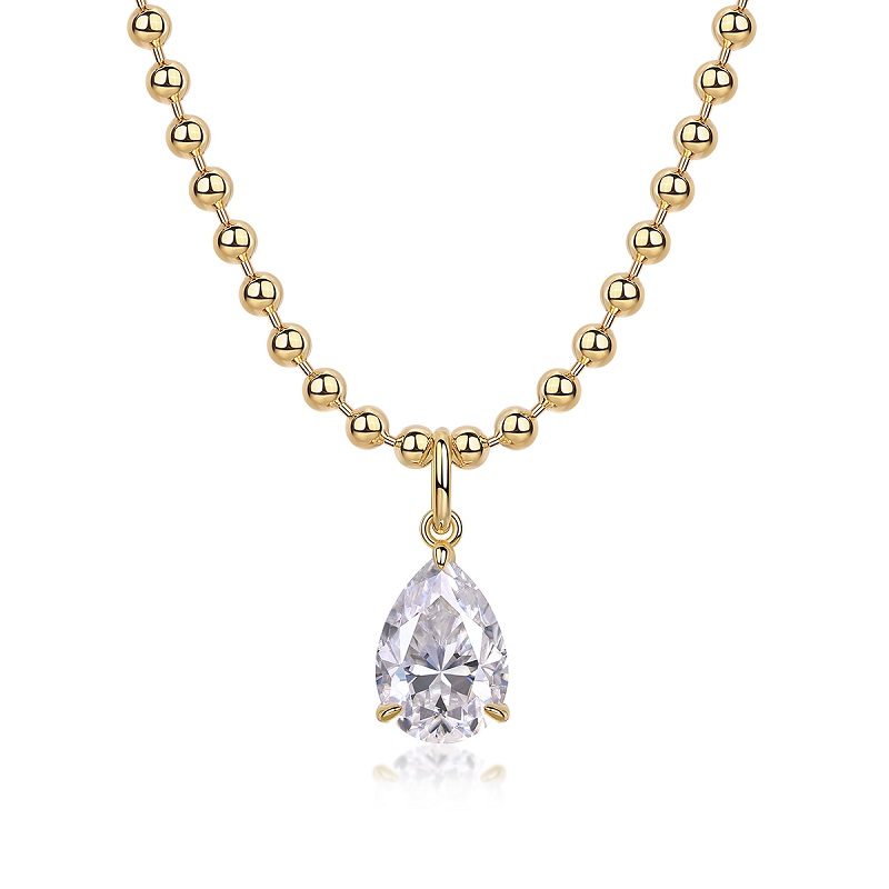 1Wish Light - A Fashionable And Trendy Diamond Jewelry Necklace Pendant Set With Pear-shaped Moissanite S925 Sterling Silver And Gold Plating Prohibit TikTok sales