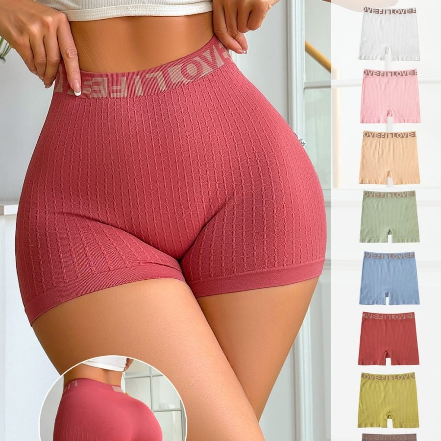 Cross-Border  High-Waisted European And American Style Sports Shorts With Letter Knit Fashion Casual Women's Boxer Shorts Manufacturer