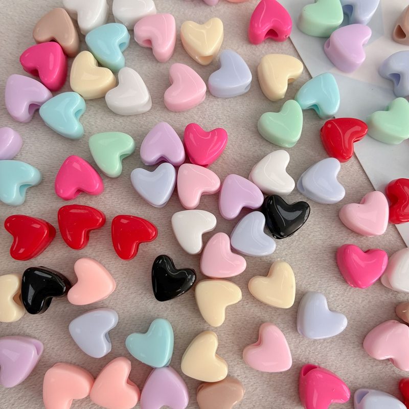 Solid Color Acrylic Heart Beads, Glossy Love Charms With Vertical Hole For DIY Jewelry Making, Bracelets, Necklaces & Keychains, Mixed Pastel & Bright Colors