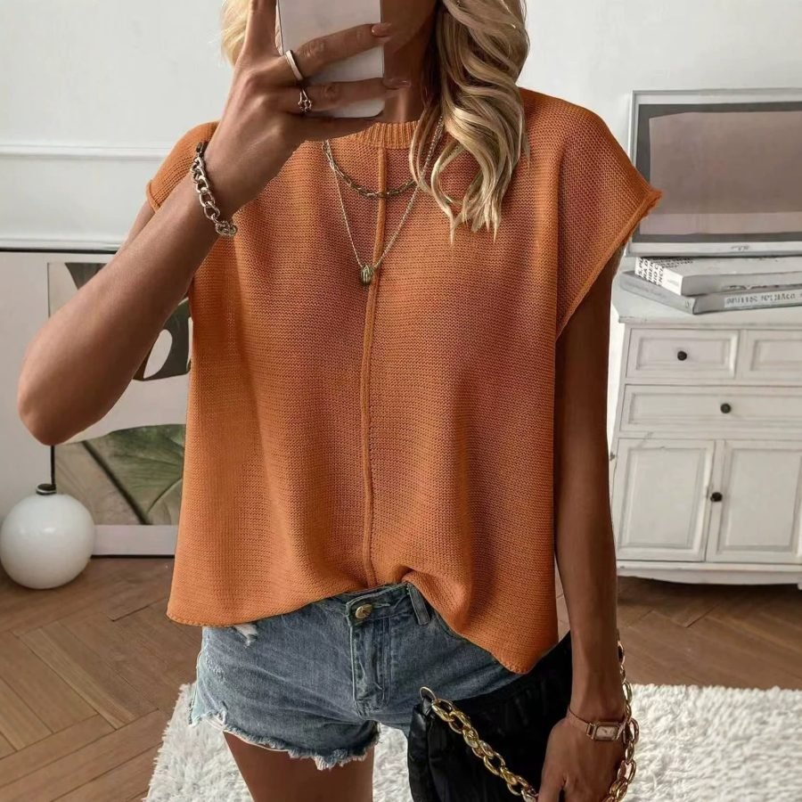 Amazon European And American Leisure Lazy-Style Oversized Knitted Top, Summer Loose All-Match Slimming Style Women's Top