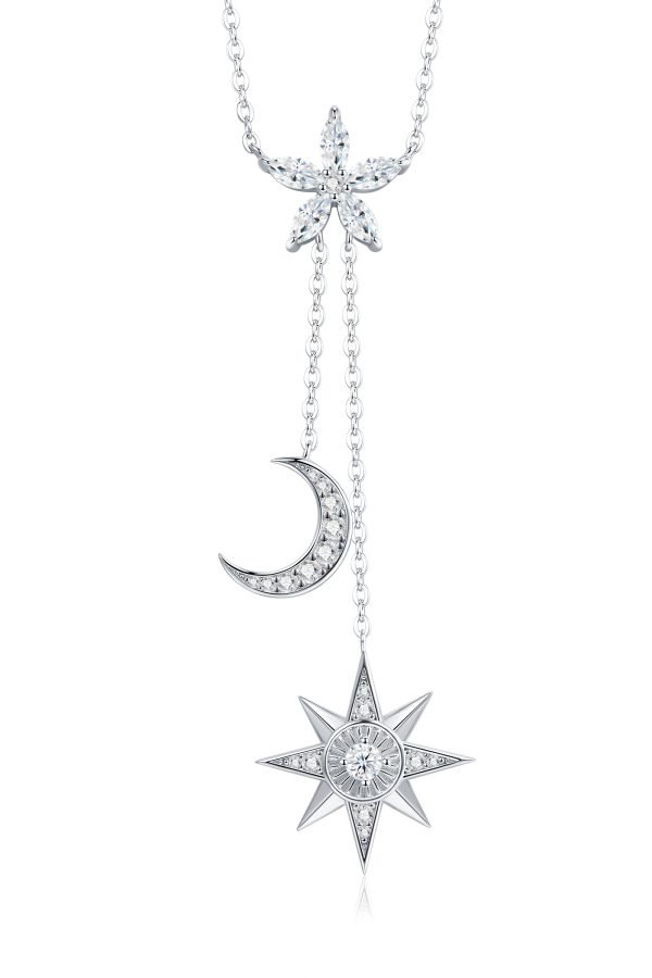 A Luxurious And Fashionable Minimalist Jewelry Pendant Necklace Set With Top-quality Moissanite, Made Of S925 Silver Electroplated With Platinum.