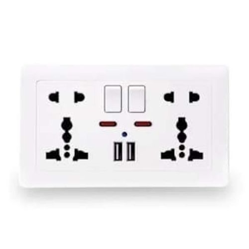 Share this product    Double Universal Switched Wall Socket with Quad USB Charging Hub